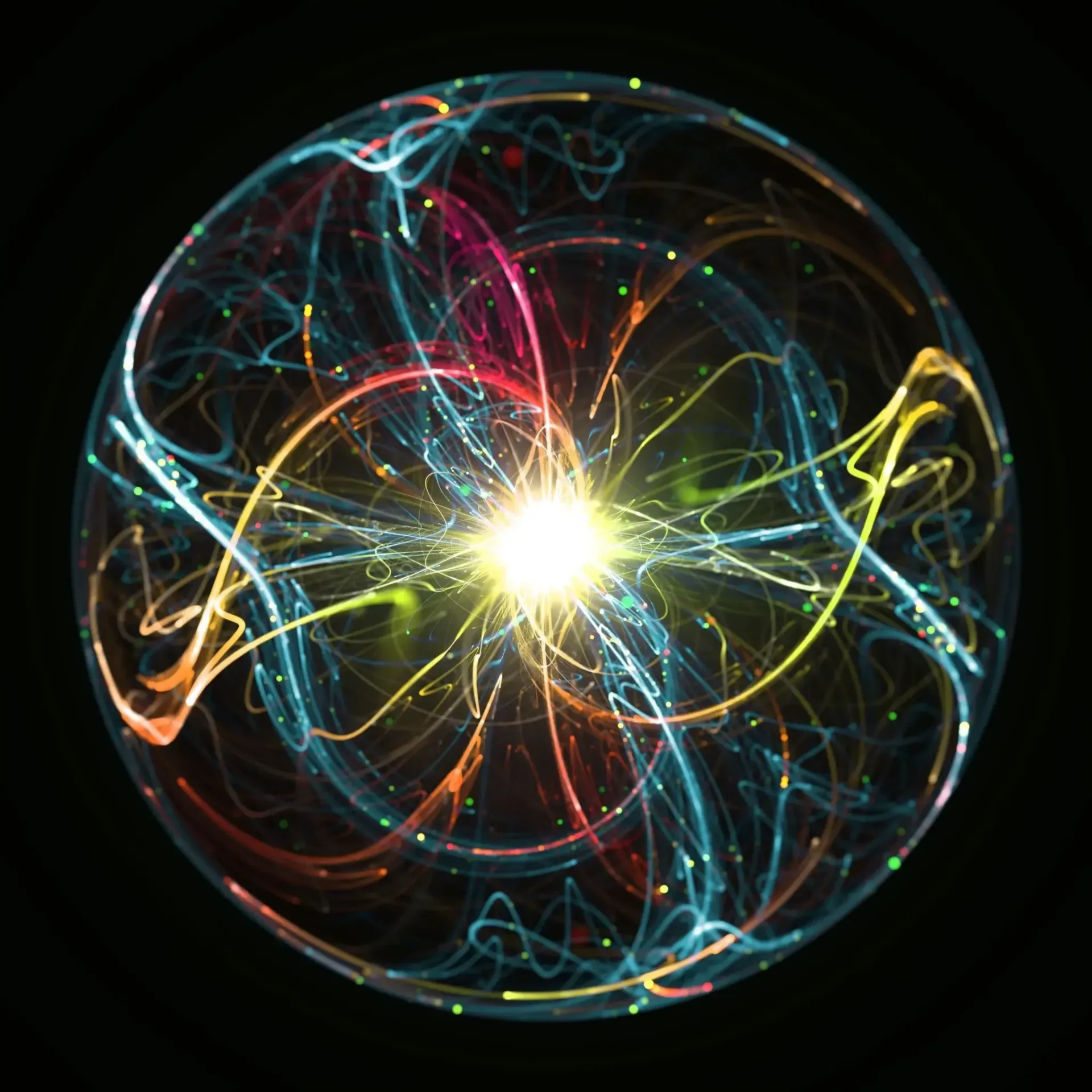 Colorful abstract light trails in sphere shape.