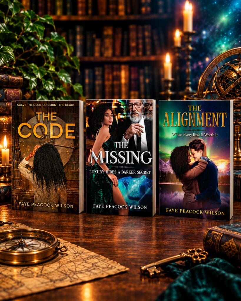Three books by Faye Peacock Wilson displayed.