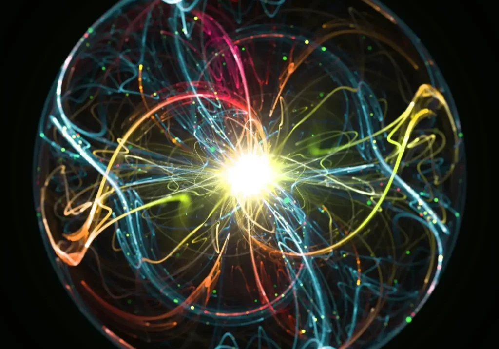 Colorful abstract light trails in sphere shape.