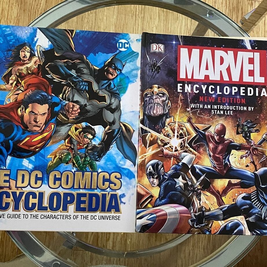 The dc comics encyclopedia and marvel comics encyclopedia.