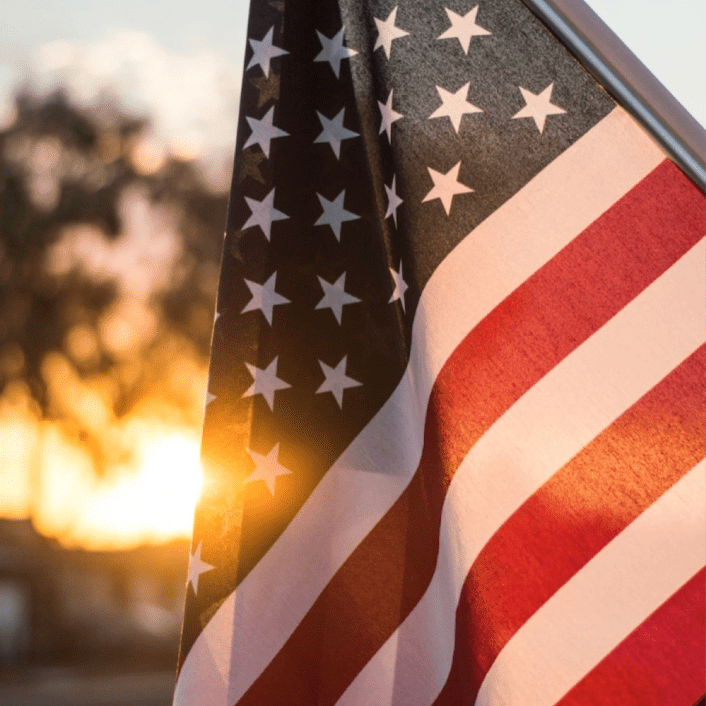 An american flag with the words happy independence day.